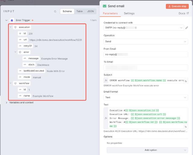 n8n error workflow data